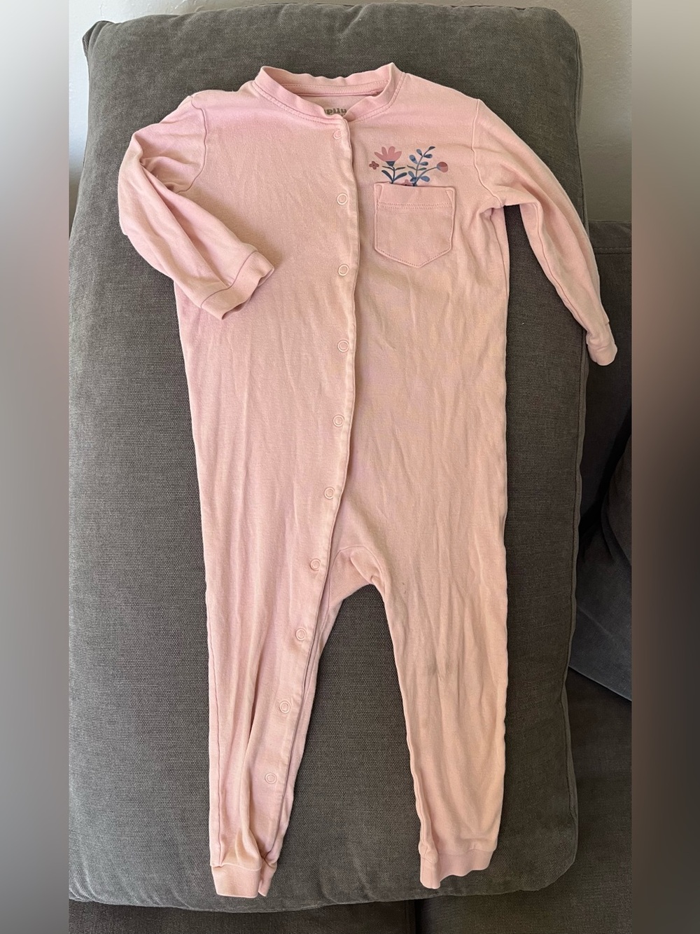 Lupilu Pink Floral Pocket Snap-Front Kids Pajamas